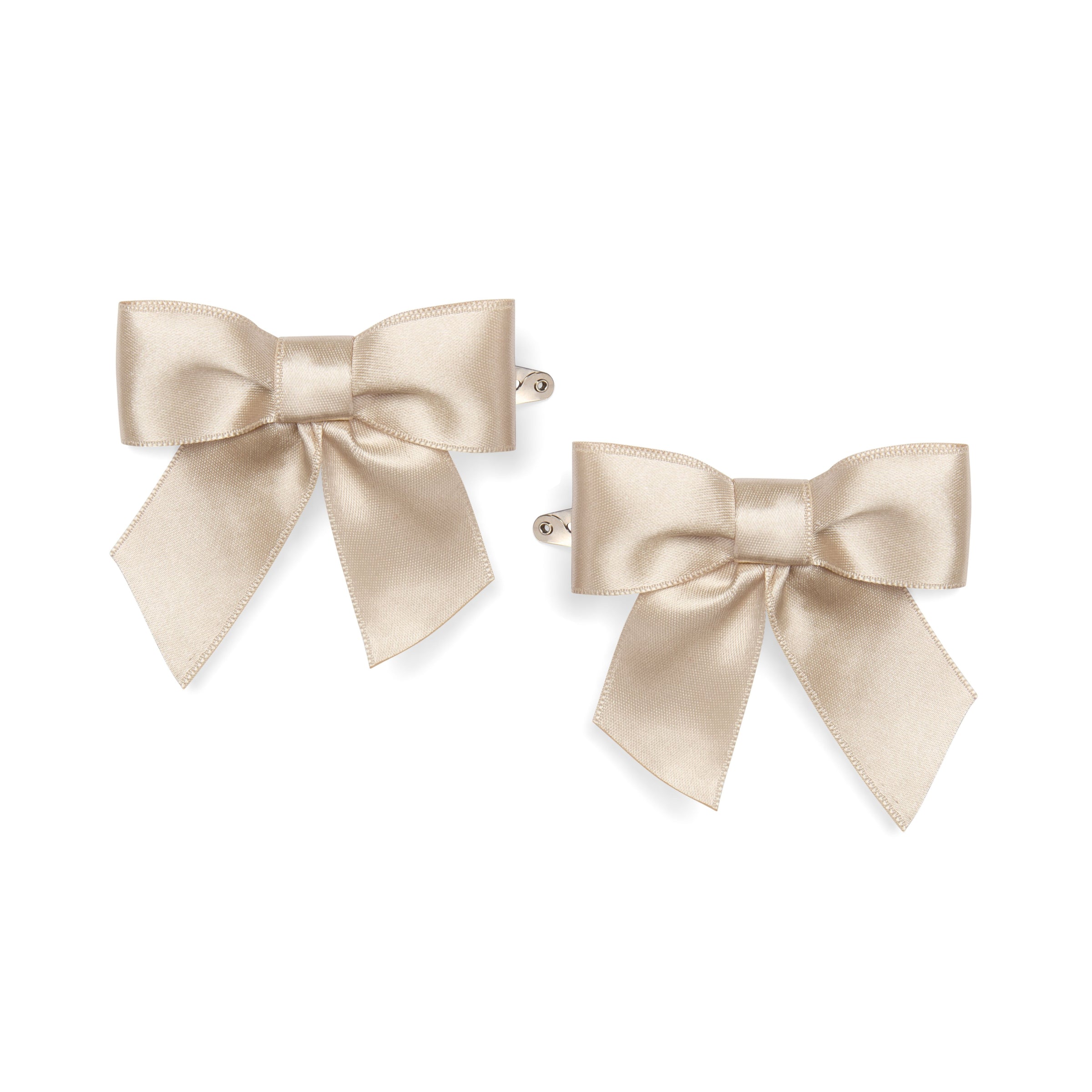 Little A Girls DENVER Beige Satin Bow Hair Clips