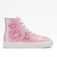 SS26 Lelli Kelly Pink & White Butterfly Floral Hi Tops