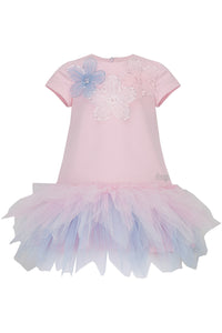 PREORDER SS26 Daga Pink Blue & White Floral Sequin Tulle Dress