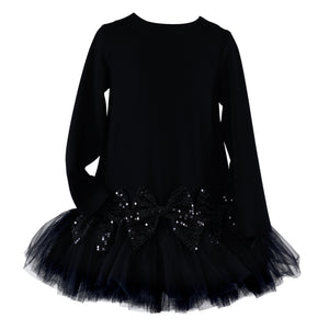 AW23 Daga Black Triple Sequin Bows Tulle Dress