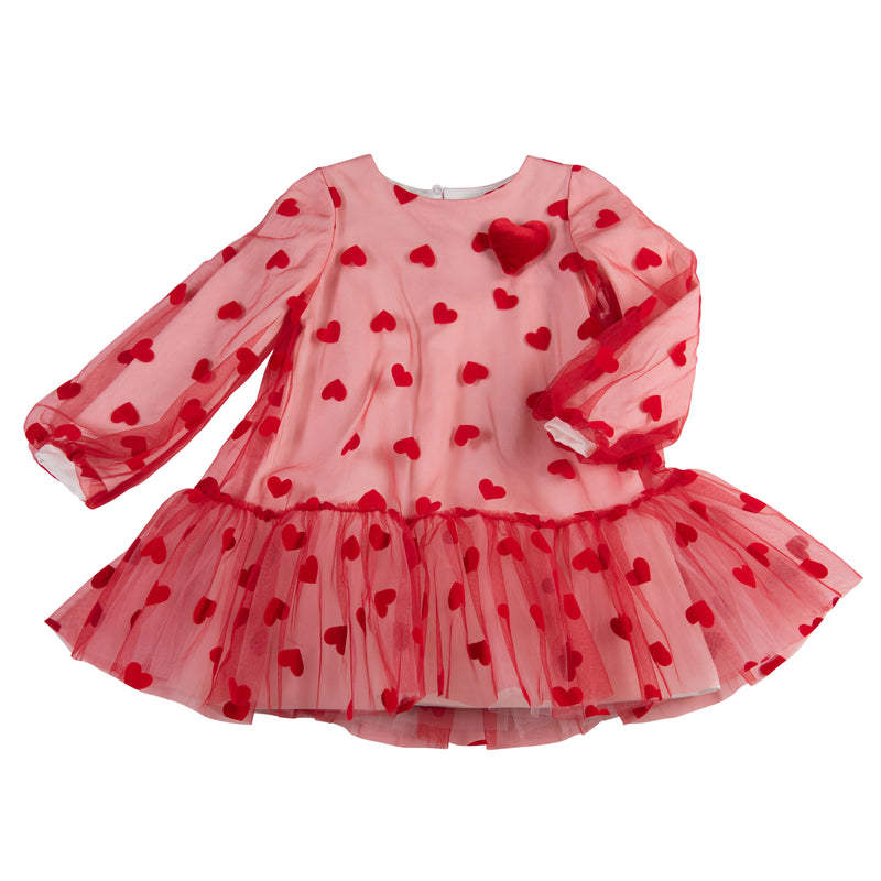 AW23 Daga Red & White Hearts Tulle Dress