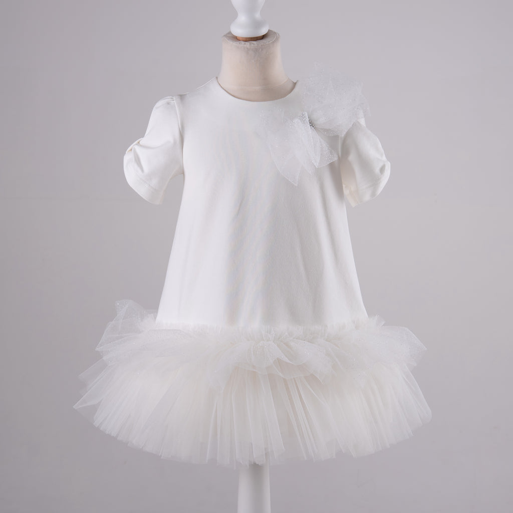 SS24 Daga White Bow Tulle Dress