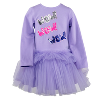 Daga Purple Pink & Silver 'Wow! Wow! Wow!' Sequin Tulle Dress