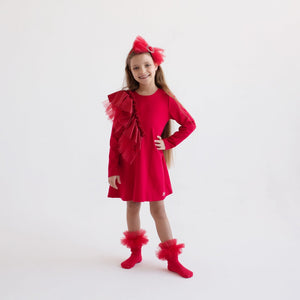 AW24 Daga Red Tulle Frill Dress