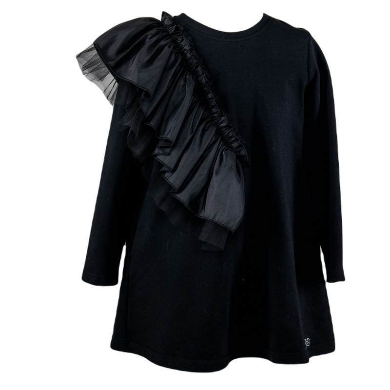 AW24 Daga Black Tulle Frill Dress