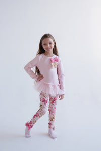Daga Pink & Gold Paper Clip Bow Tulle Legging Set