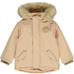 AW23 Mitch & Son OLIVER Hazelnut Beige Faux Fur Hooded Coat / Jacket