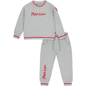 AW23 Mitch & Son ORION Grey & Red Signature Logo Sweatshirt Set