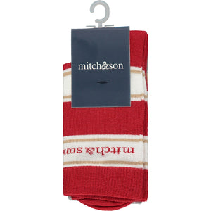 AW23 Mitch & Son OSWALD Red Grey & White Striped Logo 2 Pack Of Socks
