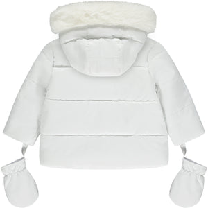 AW23 Mitch & Son Mini ROMAN White Fur Trimmed Jacket / Coat With Mittens