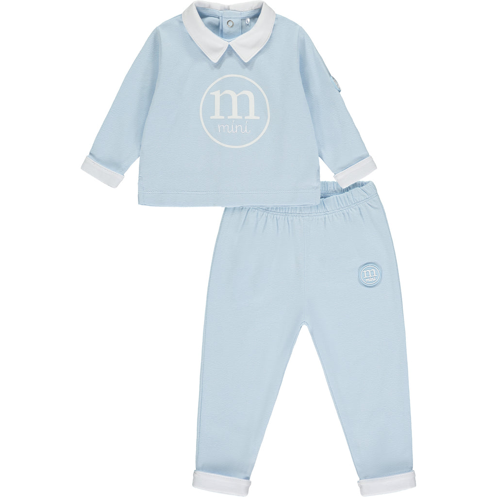 AW23 Mitch & Son Mini RYLAN Sky Blue & White Logo Soft Trouser Set
