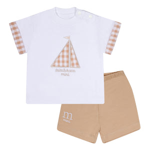 SS24 Mitch & Son Mini SKYLAR Sand Gingham Boat Short Set