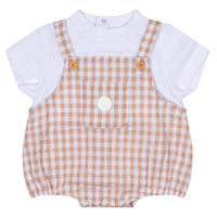 Mitch & Son Mini SLOAN Sand Check Romper