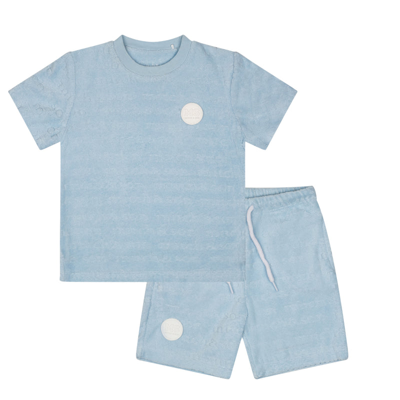 SS24 Mitch & Son TERRY Sky Blue Logo Terry Towelling Short Set