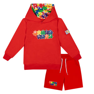 SS24 Mitch & Son VANCE Bright Red Hoody Short Set