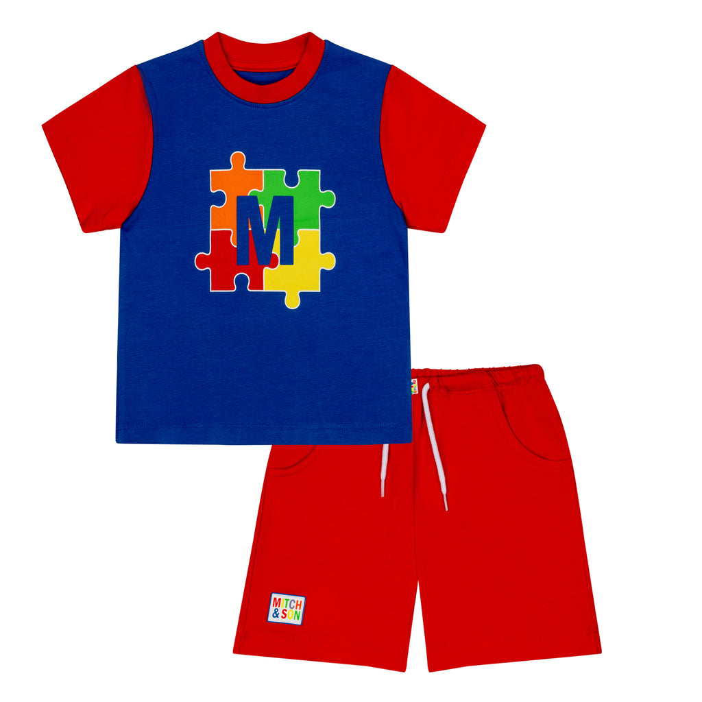 SS24 Mitch & Son VERNON Bright Red Large Jigsaw Short Set