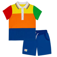 Mitch & Son VITO Multicoloured Colour Block Polo Short Set