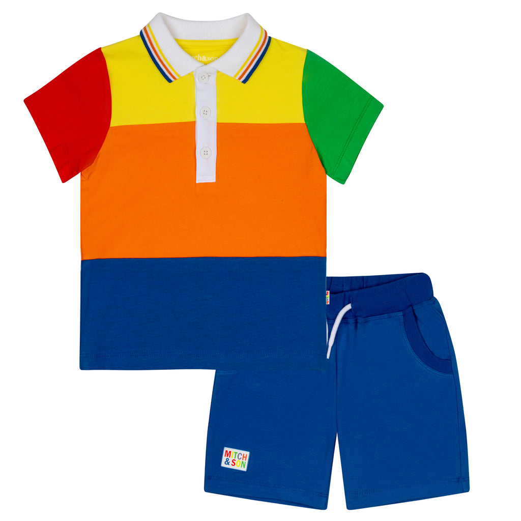 SS24 Mitch & Son VITO Multicoloured Colour Block Polo Short Set