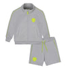 SS24 Mitch & Son Junior WILLIAM & WILSON Light Grey & Lime Sherbet Knitted Poly Zipper T-Shirt & Short Set