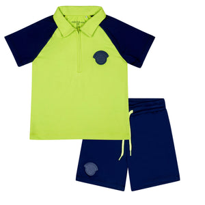 SS24 Mitch & Son Junior WYATT Blue Navy Poly Polo Short Set