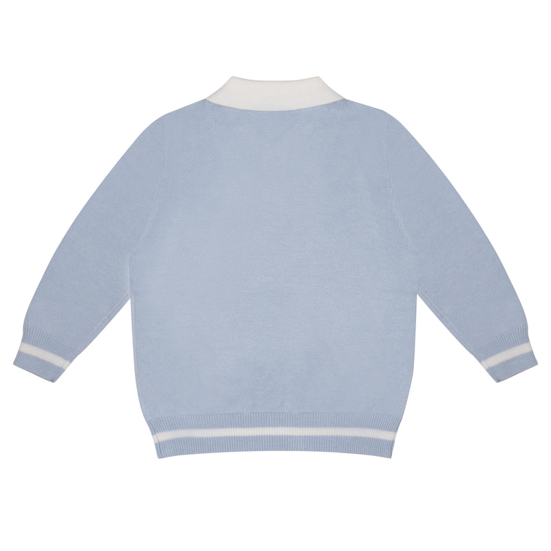 Mitch & Son ANDRE Pale Blue Knitted Polo Top