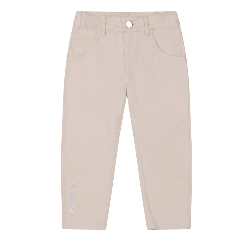 Mitch & Son APOLO & ARDEN Beige Cut N Sew Polo Top & Twill Trouser Set