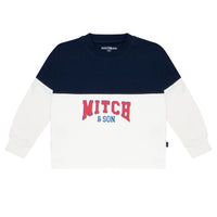 Mitch & Son BRUCE & BRADLEY Navy Blue & White Logo Colour Block Jumper & Cargo Trouser Set