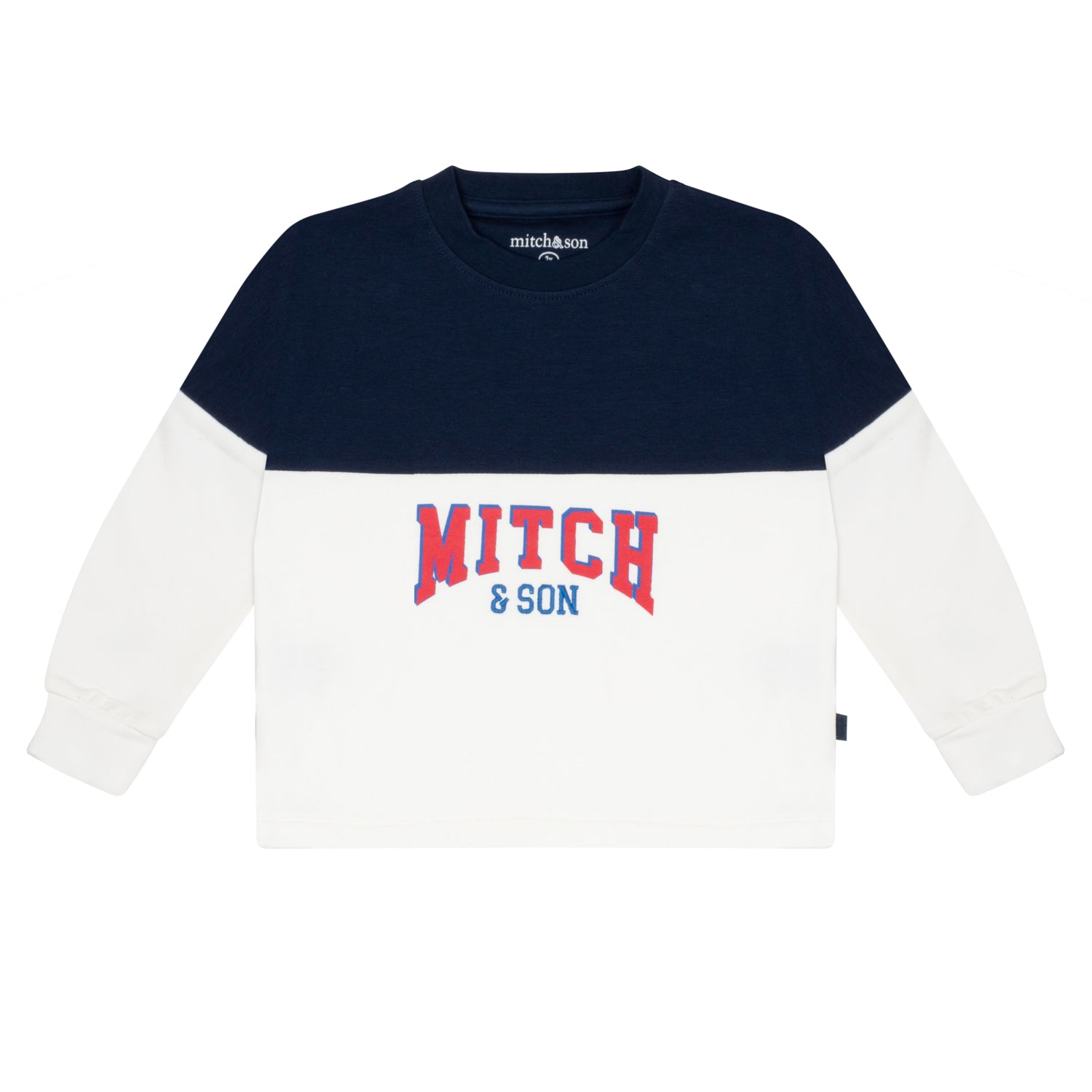 Mitch & Son BRUCE & BRADLEY Navy Blue & White Logo Colour Block Jumper & Cargo Trouser Set