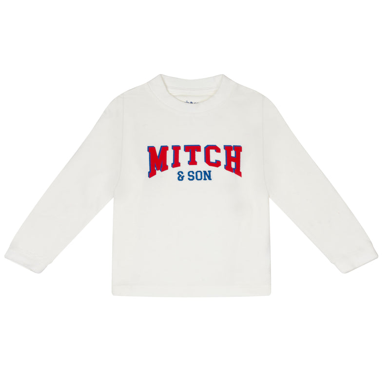 Mitch & Son BRODY & BYRON Navy Blue & White Long Sleeve Top & Twill Trouser Set