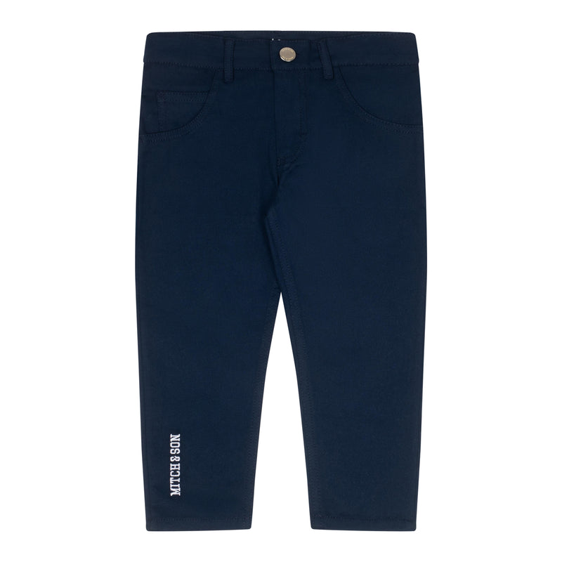Mitch & Son BRODY & BYRON Navy Blue & White Long Sleeve Top & Twill Trouser Set