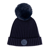 Mitch & Son BROOKS Navy Blue Logo Knitted Pom Pom Hat
