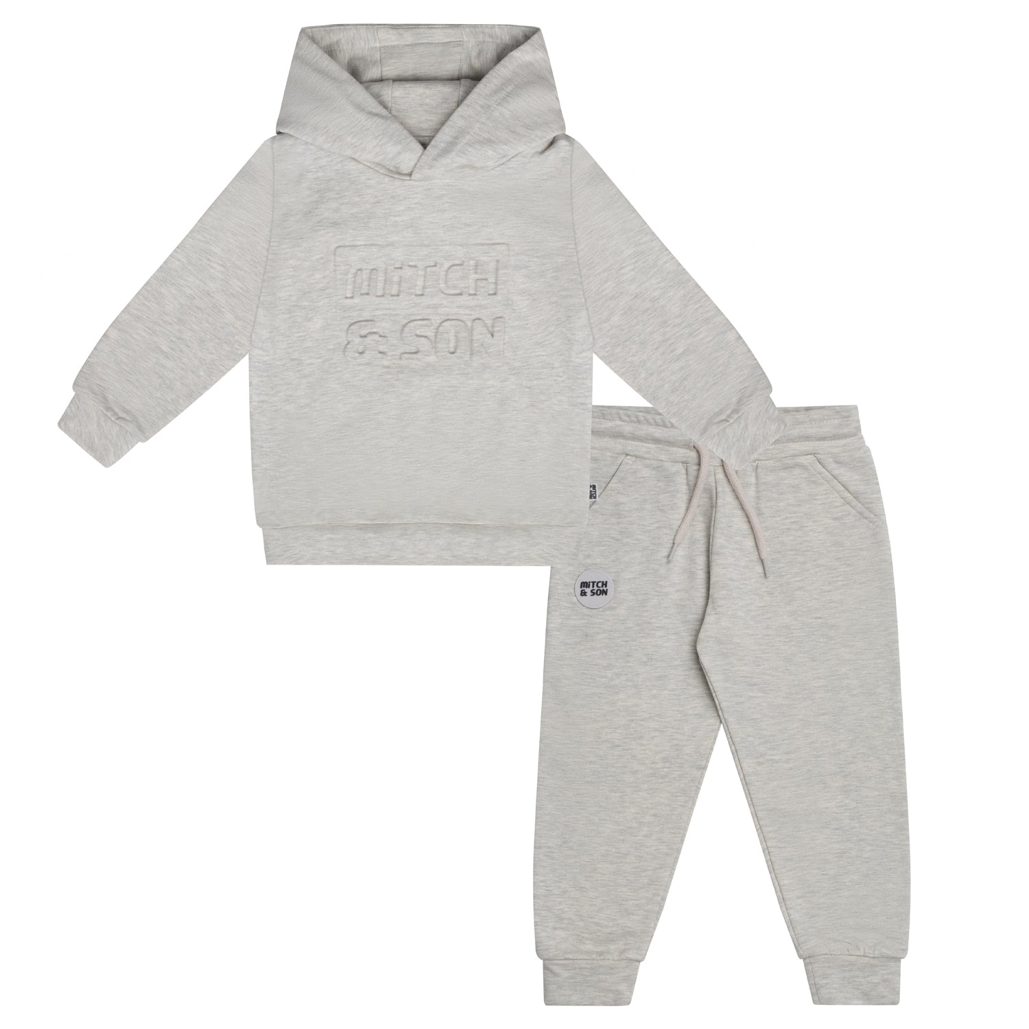 Mitch & Son Junior CHASE Light Grey Embossed Logo Hoody Tracksuit