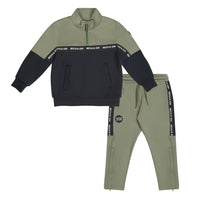 Mitch & Son Junior CALOS Khaki Half Zip Tape Detail Tracksuit