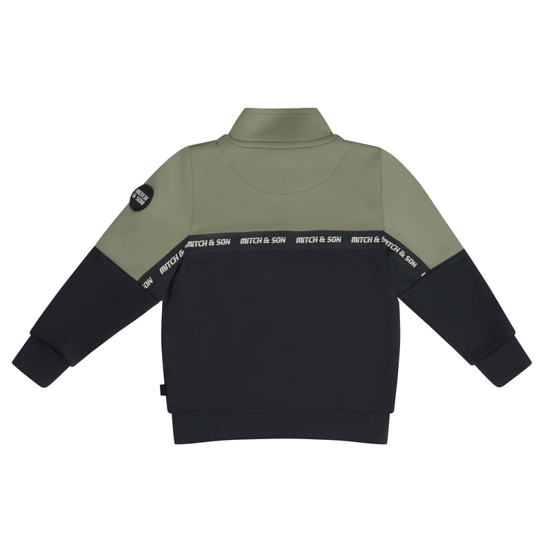 Mitch & Son Junior CALOS Khaki Half Zip Tape Detail Tracksuit