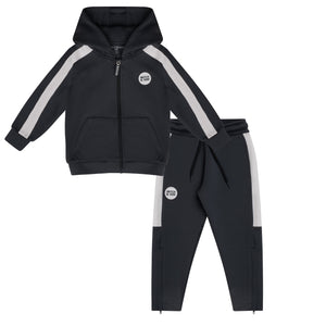 AW24 Mitch & Son Junior CALVIN & CHRISTOPHER Dark & Stone Grey Three Piece Zipper Hoody Tracksuit