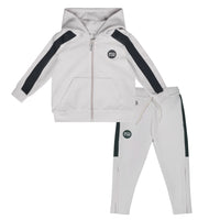 Mitch & Son Junior CALVIN & CHRISTOPHER Stone & Dark Grey Three Piece Zipper Hoody Tracksuit
