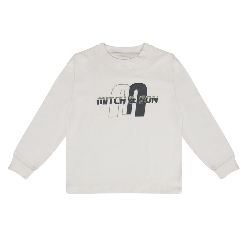 Mitch & Son Junior CREW & CHARLES Dark Grey & White Long Sleeve Logo T-Shirt & Cargo Jogger Set