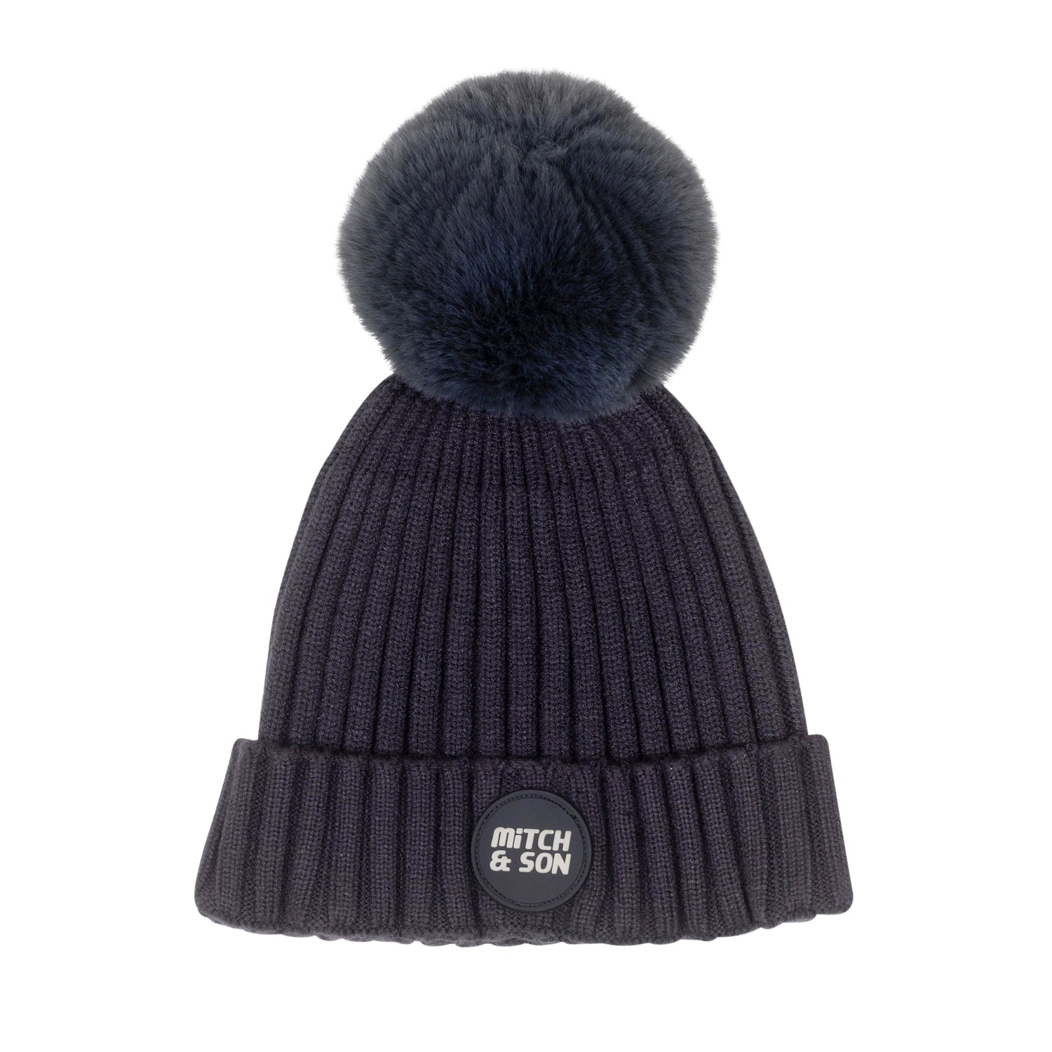 Mitch & Son Junior CADEN Dark Grey Faux Fur Logo Pom Pom Hat