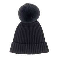 Mitch & Son Junior CADEN Dark Grey Faux Fur Logo Pom Pom Hat