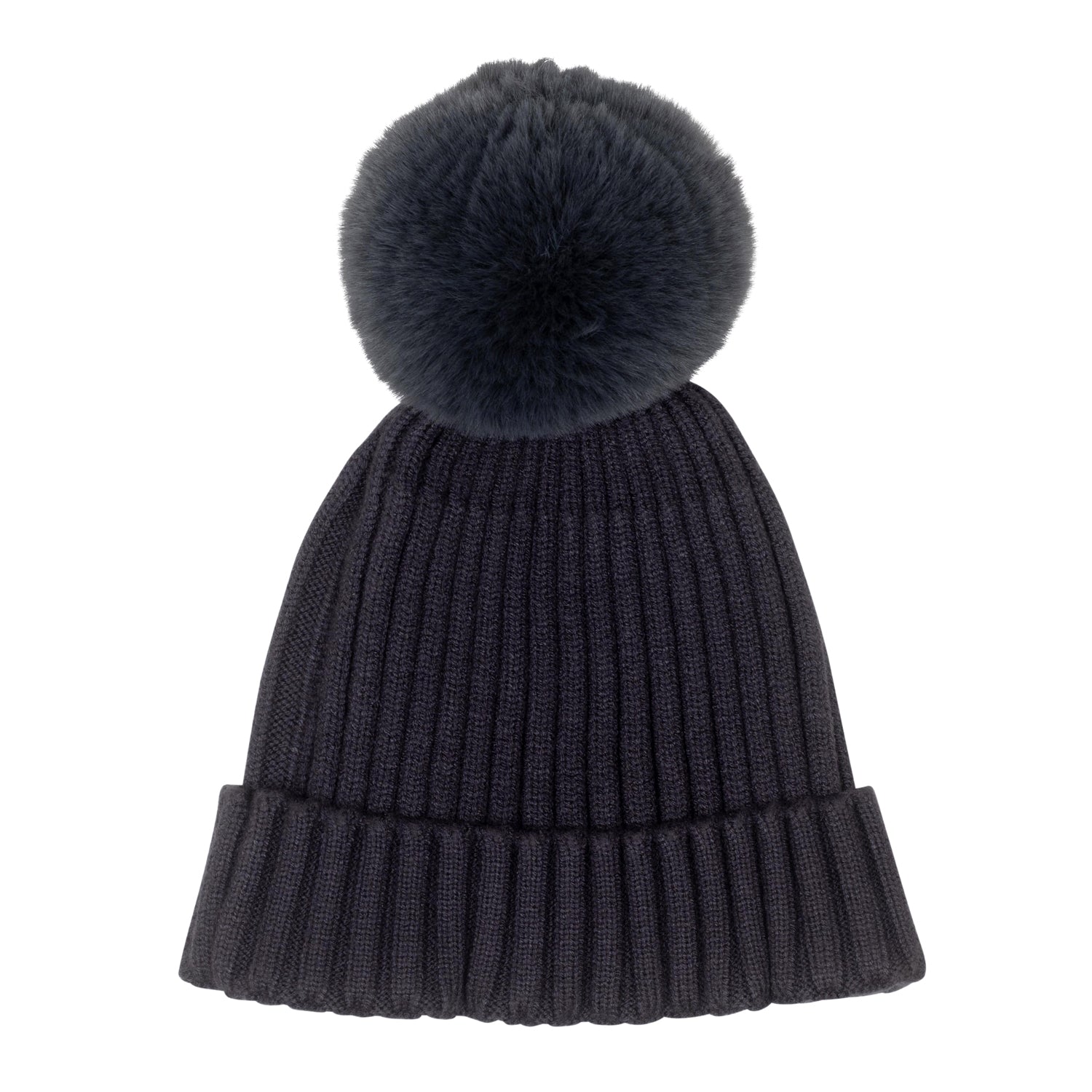Mitch & Son Junior CADEN Dark Grey Faux Fur Logo Pom Pom Hat