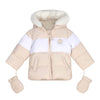 Mitch & Son Mini DAN Beige Faux Fur Padded Jacket With Mittens