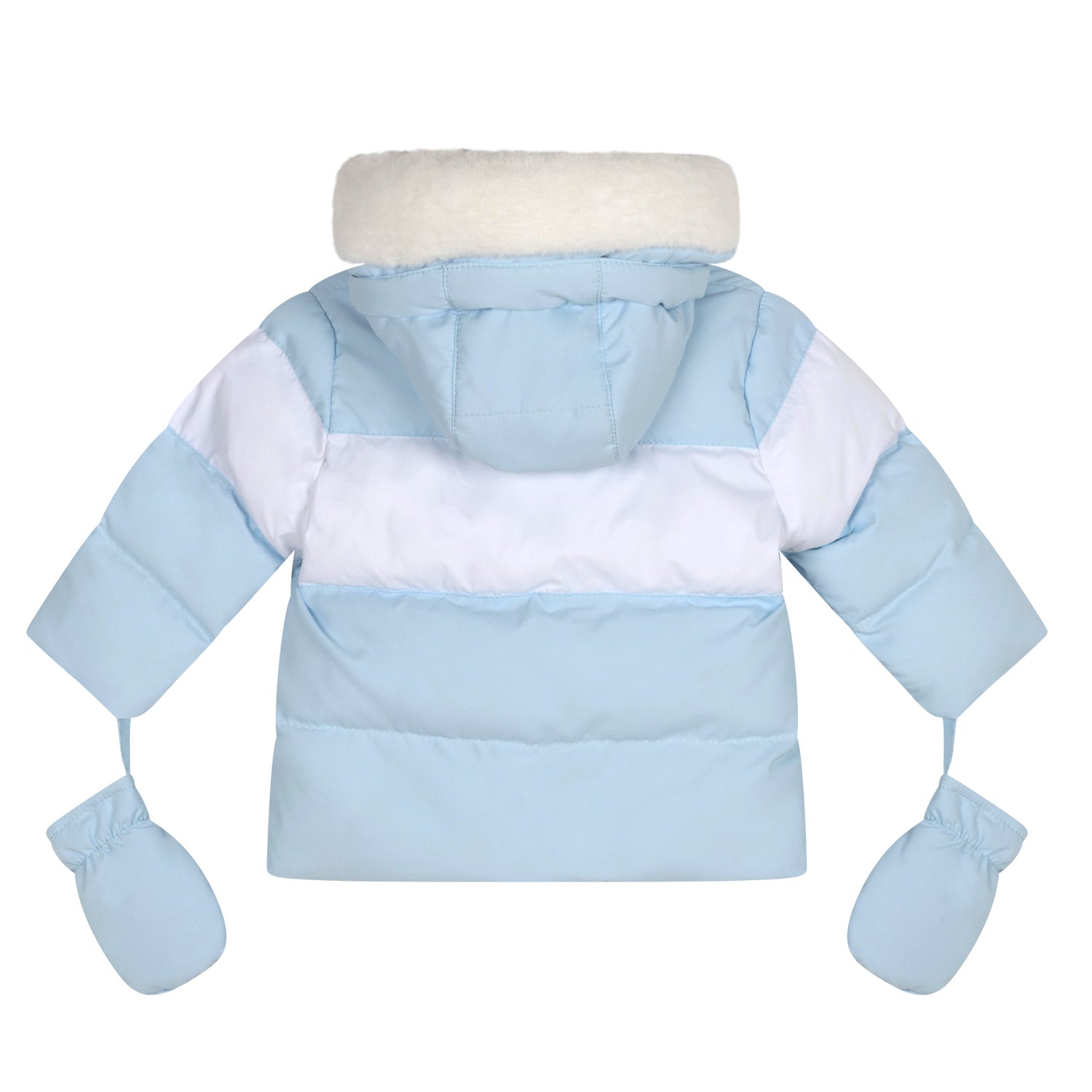 Mitch & Son Mini DAN Pale Blue Faux Fur Padded Jacket With Mittens