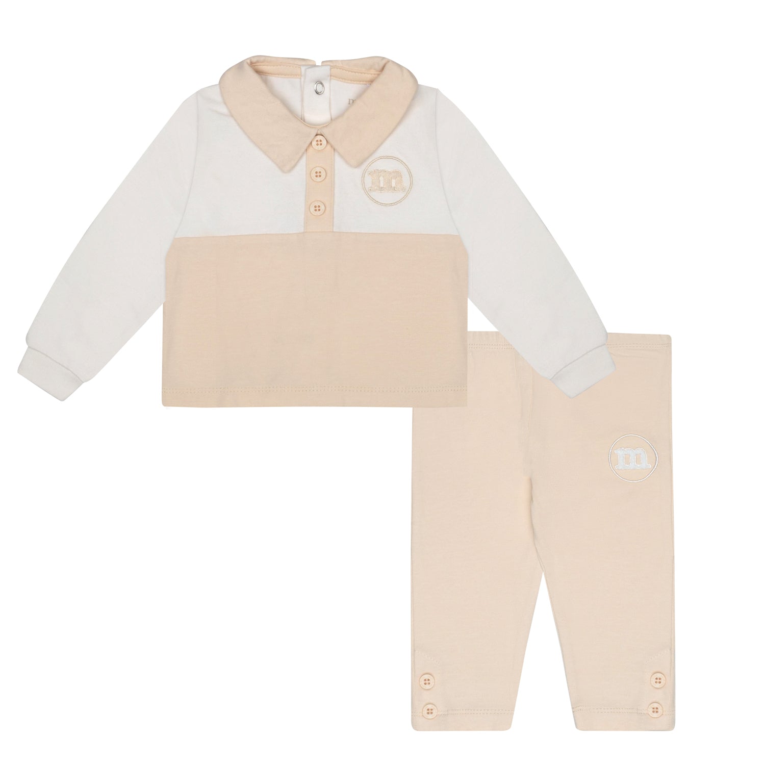 Mitch & Son Mini DONNY Beige Polo Top & Trousers Set