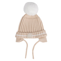 Mitch & Son Mini DYLAN Beige Knitted Pom Pom Hat