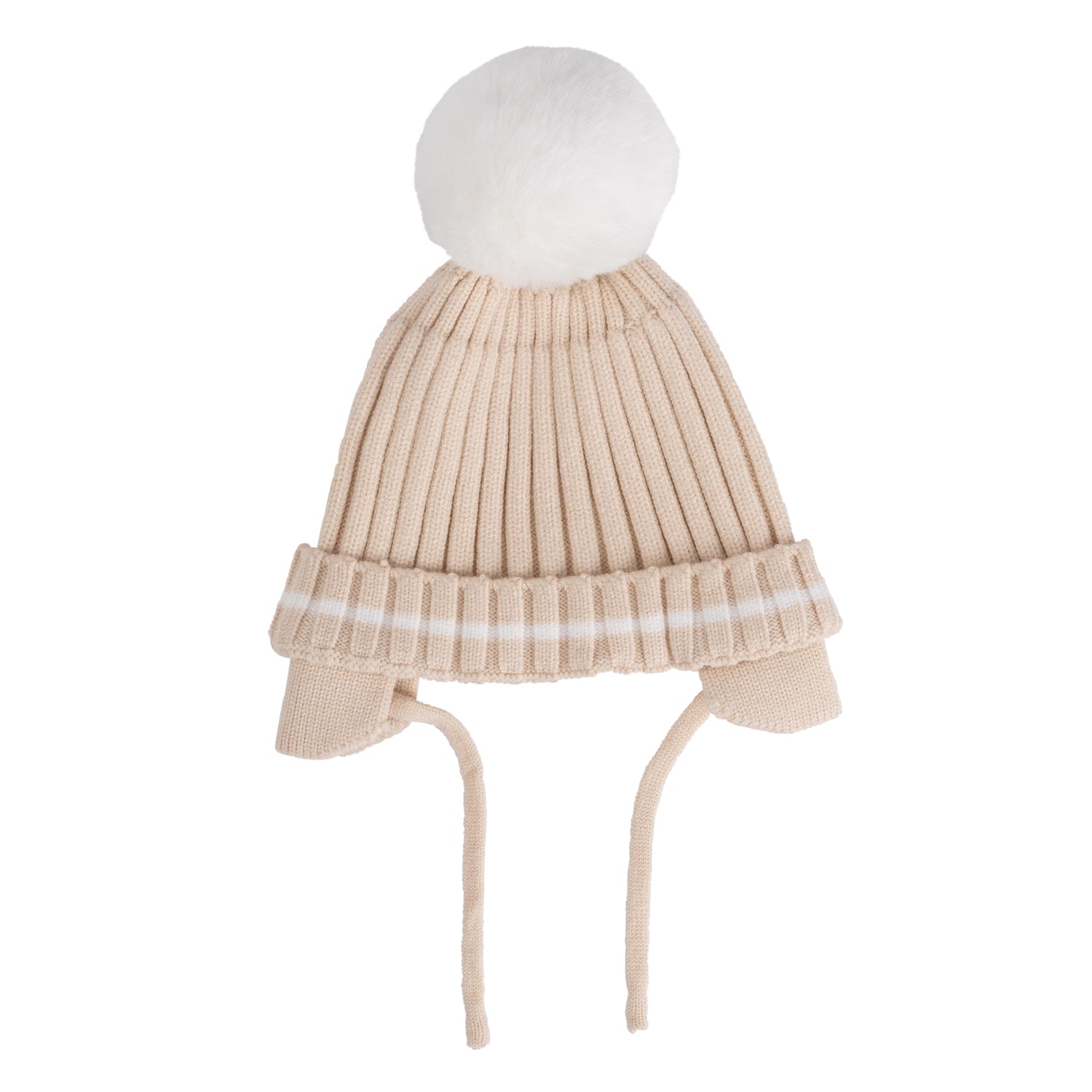 Mitch & Son Mini DYLAN Beige Knitted Pom Pom Hat
