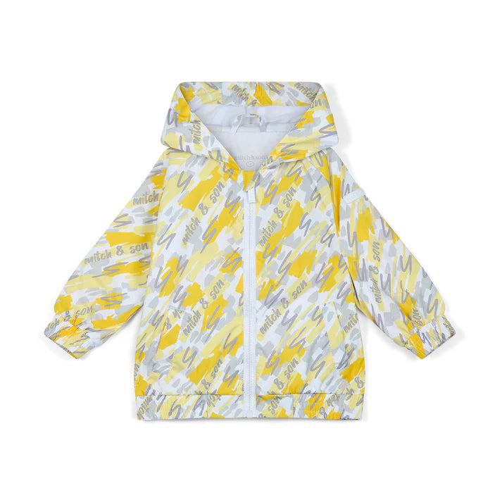 SS25 Mitch & Son GEO Yellow White & Grey Doodle Print Hooded Jacket