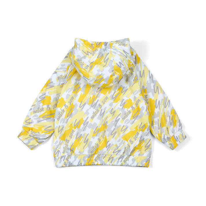 SS25 Mitch & Son GEO Yellow White & Grey Doodle Print Hooded Jacket