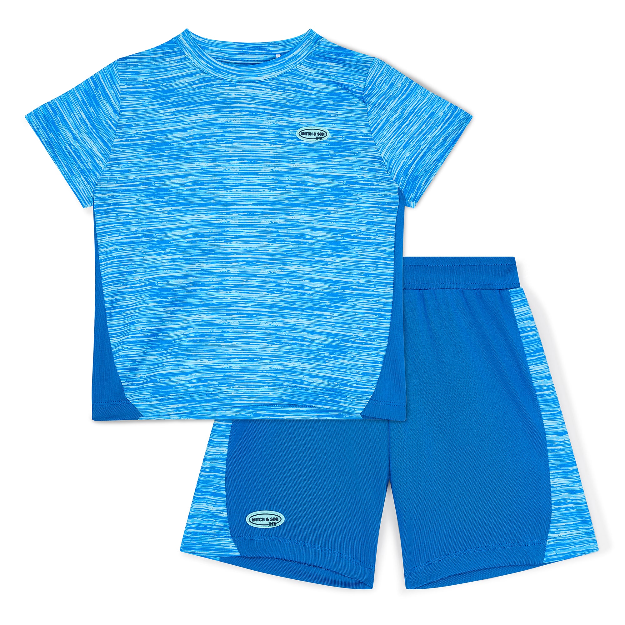 SS25 Mitch & Son Junior HECTOR Blue Space Dye Poly Shorts Set