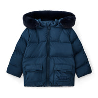 AW25 Mitch & Son JACK Navy Blue Faux Fur Trim Coat