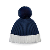AW25 Mitch & Son JIMMY Navy Blue & Grey Pom Pom Knitted Hat